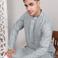 Viscose Sequins and Embroidered Kurtas for Men ( KO 5108Silver )