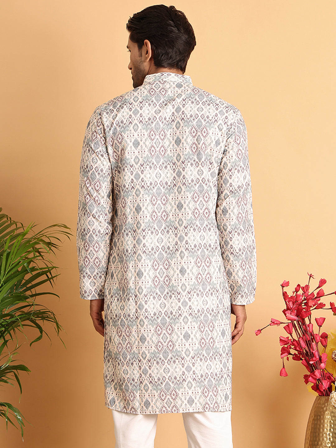 Chikankari Embroidered & Printed Kurtas. ( KO 5109Off-White )