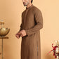 Sequins & Embroidered Viscose Kurtas For Men. ( KO 5113Brown )