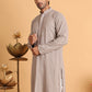 Embroidered & Sequins Straight Kurtas For Men ( KO 5116Beige )