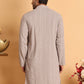 Embroidered & Sequins Straight Kurtas For Men ( KO 5116Beige )