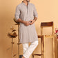 Embroidered & Sequins Straight Kurtas For Men ( KO 5116Beige )