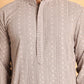 Embroidered & Sequins Straight Kurtas For Men ( KO 5116Beige )