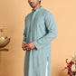 Embroidered & Sequins Straight Kurtas For Men ( KO 5116Blue )