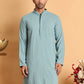 Embroidered & Sequins Straight Kurtas For Men ( KO 5116Blue )