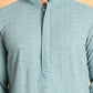 Embroidered & Sequins Straight Kurtas For Men ( KO 5116Blue )