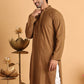 Embroidered & Sequins Straight Kurtas For Men ( KO 5116Brown )