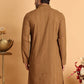 Embroidered & Sequins Straight Kurtas For Men ( KO 5116Brown )