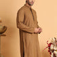 Embroidered & Sequins Straight Kurtas For Men ( KO 5116Brown )