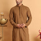 Embroidered & Sequins Straight Kurtas For Men ( KO 5116Brown )