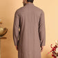 Embroidered & Sequins Straight Kurtas For Men ( KO 5116Coffee )
