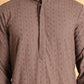 Embroidered & Sequins Straight Kurtas For Men ( KO 5116Coffee )
