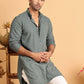 Embroidered & Sequins Straight Kurtas For Men ( KO 5116Grey )