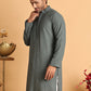 Embroidered & Sequins Straight Kurtas For Men ( KO 5116Grey )