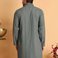 Embroidered & Sequins Straight Kurtas For Men ( KO 5116Grey )