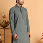Embroidered & Sequins Straight Kurtas For Men ( KO 5116Grey )