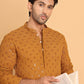 Embroidered & Sequins Straight Kurtas For Men ( KO 5117Mustard ) [FF] [O-19]