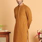 Embroidered & Sequins Straight Kurtas For Men ( KO 5117Mustard ) [FF] [O-19]