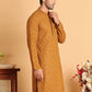 Embroidered & Sequins Straight Kurtas For Men ( KO 5117Mustard ) [FF] [O-19]