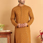Embroidered & Sequins Straight Kurtas For Men ( KO 5117Mustard ) [FF] [O-19]