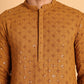 Embroidered & Sequins Straight Kurtas For Men ( KO 5117Mustard ) [FF] [O-19]
