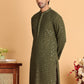 Embroidered & Sequins Straight Kurtas For Men ( KO 5117Olive ) [FF] [O-19]