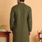 Embroidered & Sequins Straight Kurtas For Men ( KO 5117Olive ) [FF] [O-19]