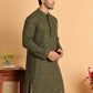 Embroidered & Sequins Straight Kurtas For Men ( KO 5117Olive ) [FF] [O-19]