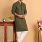 Embroidered & Sequins Straight Kurtas For Men ( KO 5117Olive ) [FF] [O-19]