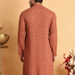 Embroidered & Sequins Straight Kurtas For Men ( KO 5117Rust )