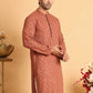 Embroidered & Sequins Straight Kurtas For Men ( KO 5117Rust )