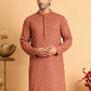 Embroidered & Sequins Straight Kurtas For Men ( KO 5117Rust )