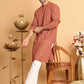 Embroidered & Sequins Straight Kurtas For Men ( KO 5117Rust )