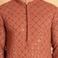 Embroidered & Sequins Straight Kurtas For Men ( KO 5117Rust )