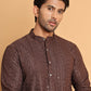 Embroidered Straight Kurtas For Men ( KO 5118Coffee )