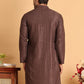 Embroidered Straight Kurtas For Men ( KO 5118Coffee )