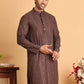 Embroidered Straight Kurtas For Men ( KO 5118Coffee )