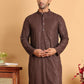 Embroidered Straight Kurtas For Men ( KO 5118Coffee )