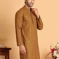 Embroidered Straight Kurtas For Men ( KO 5118Mustard )