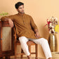 Embroidered Straight Kurtas For Men ( KO 5118Mustard )