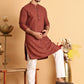 Embroidered Straight Kurtas For Men ( KO 5118Rust ) [FF] [P-19]