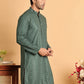 Embroidered Straight Kurtas For Men ( KO 5118Sea-Green )