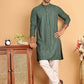 Embroidered Straight Kurtas For Men ( KO 5118Sea-Green )
