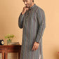 Embroidered Silk Blend Kurtas For Men ( KO 5119Grey )