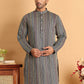 Embroidered Silk Blend Kurtas For Men ( KO 5119Grey )