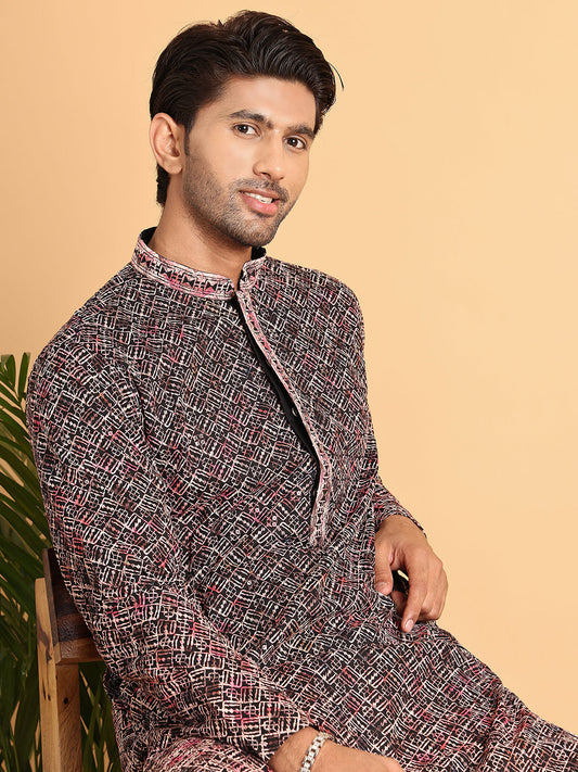 Embroidered Viscose Kurtas For Men ( KO 5120Peach )