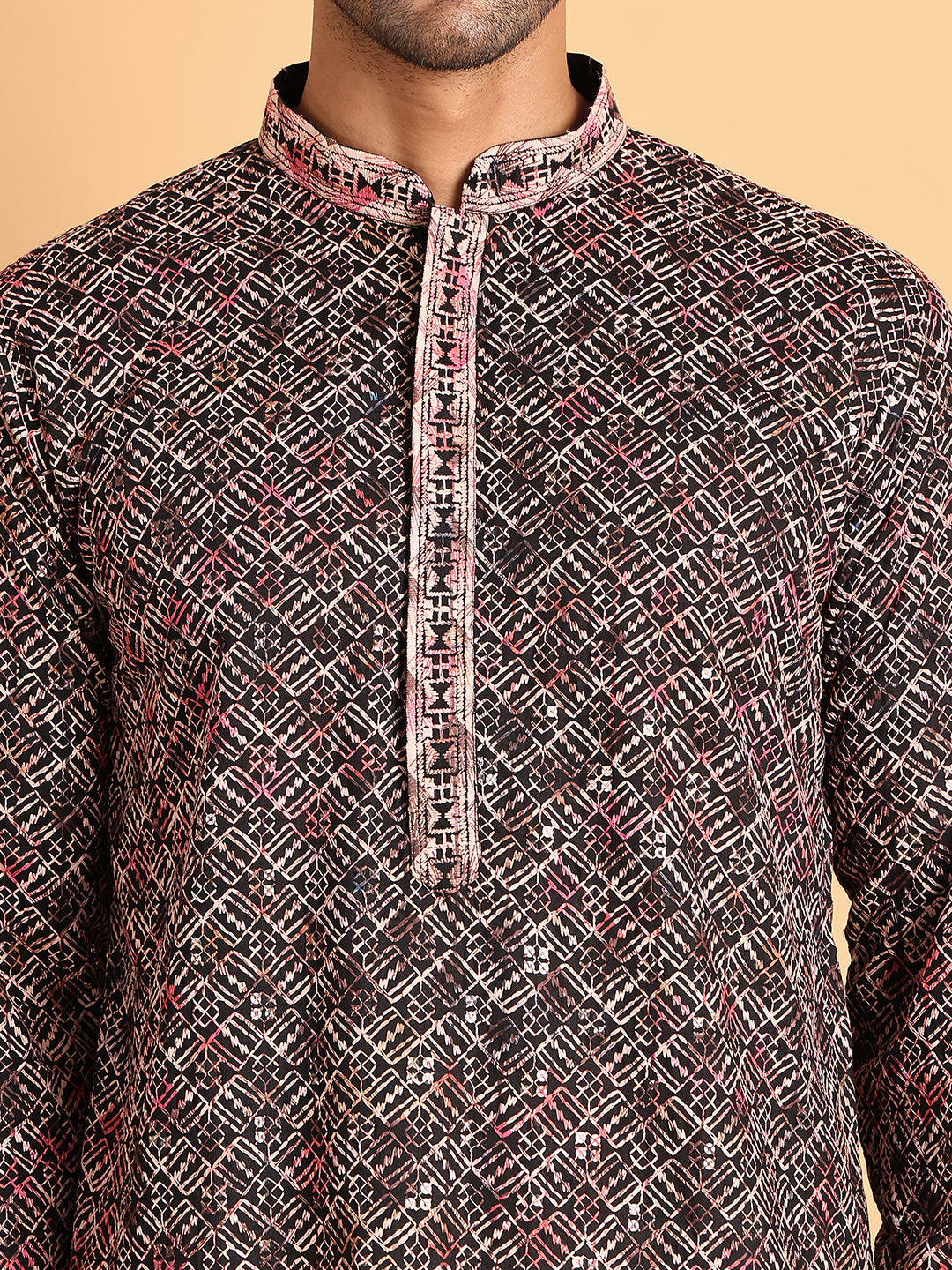 Embroidered Viscose Kurtas For Men ( KO 5120Peach )