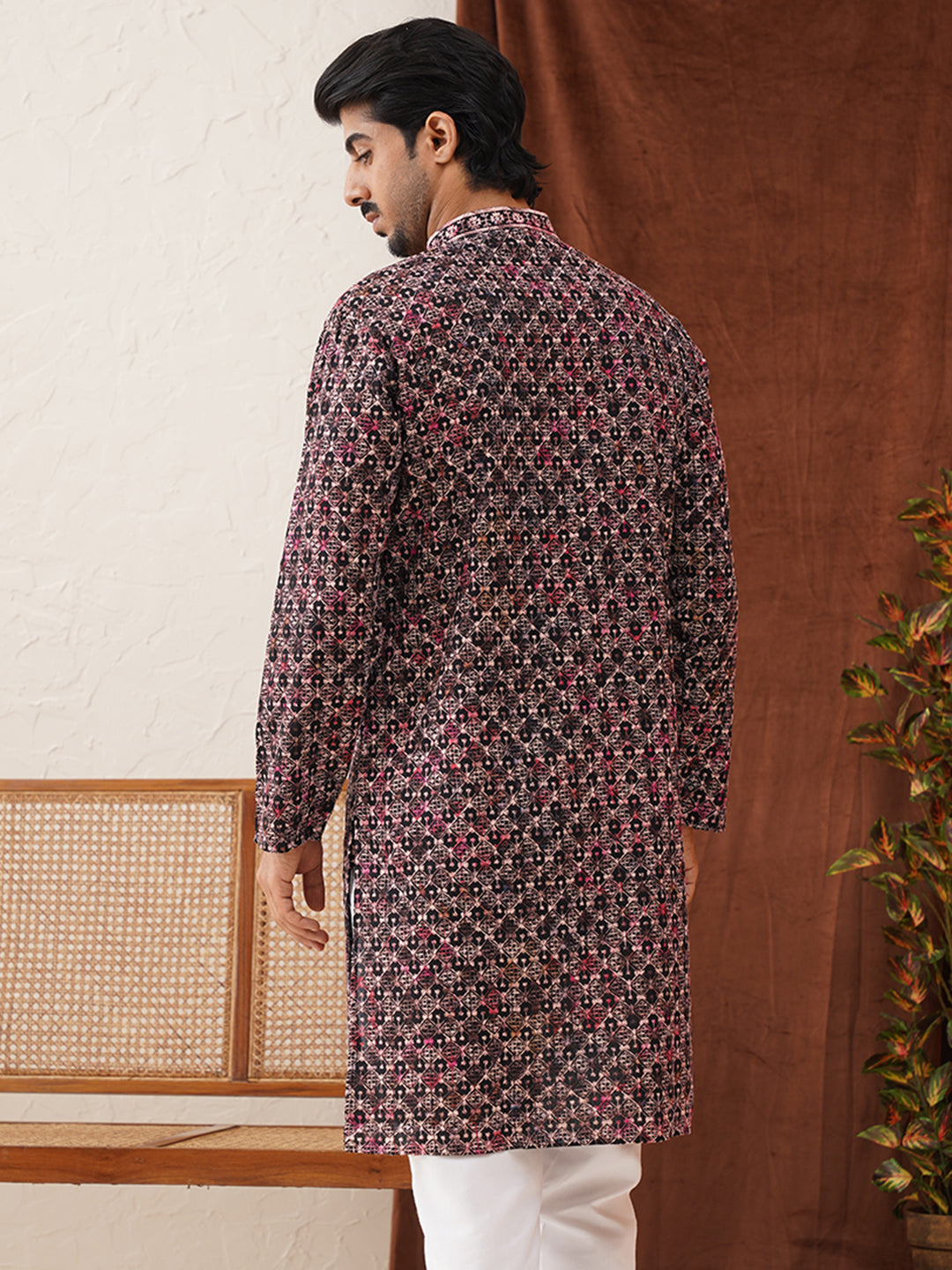 Embroidered Viscose Kurtas For Men ( KO 5122Peach )