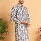 Chikankari Embroidered & Printed Kurtas. ( KO 5123Grey )