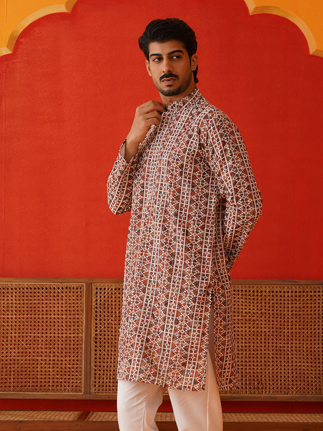 Embroidered & Printed Kurtas For Men ( KKO 5124Brown )